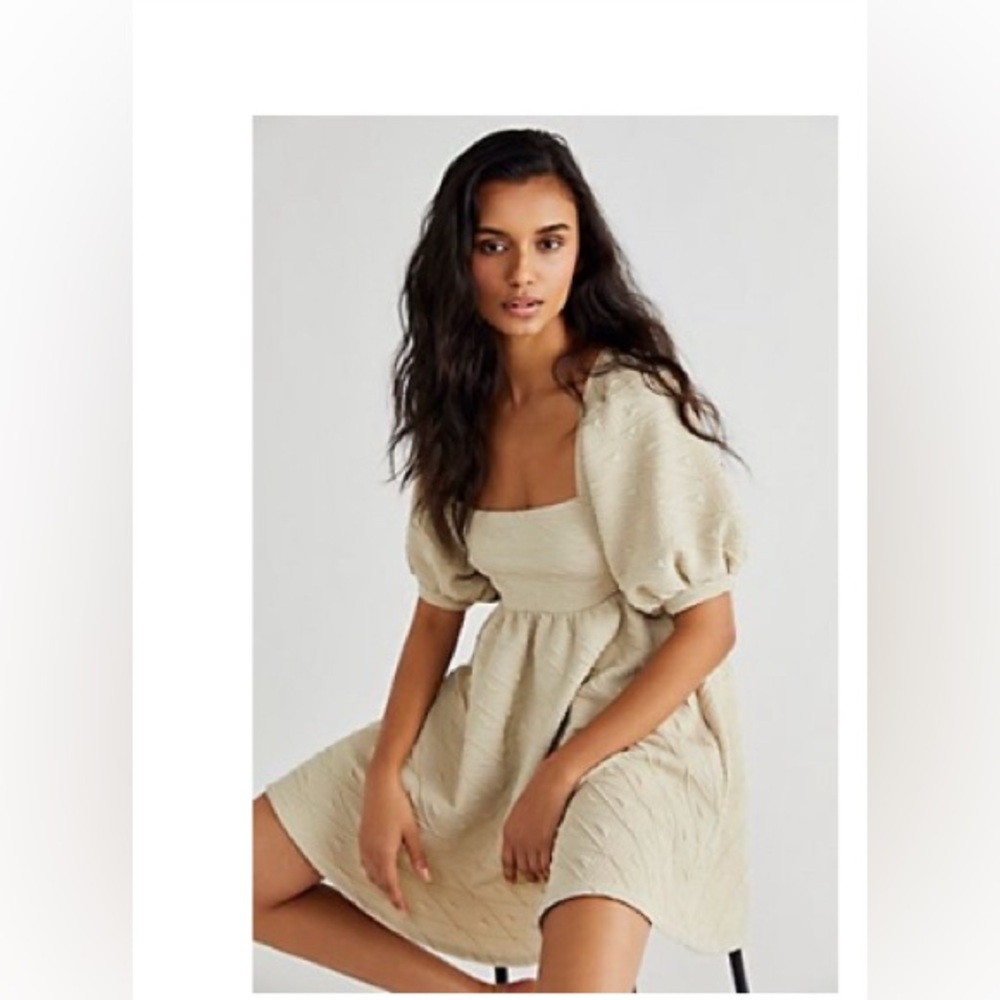 Free People Cream Puff Sleeve Mini Dress